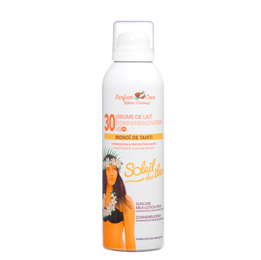 Brume de lait coco FPS 30 au MonoÏ de Tahiti